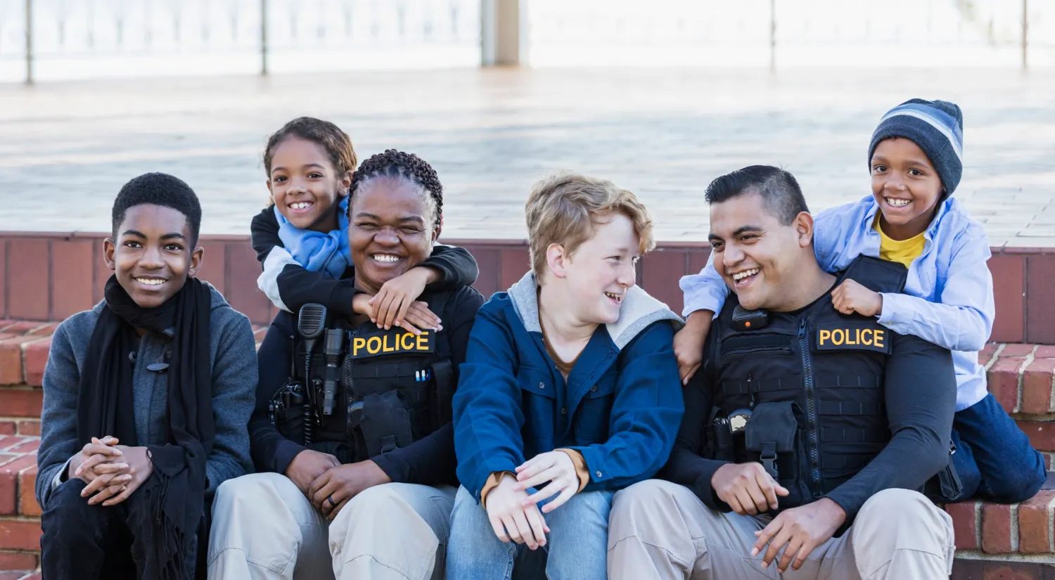 Children with police officers Children with police officers